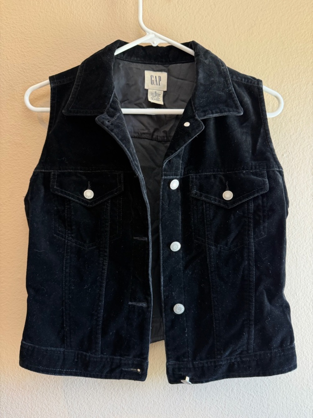 GAP Black Corduroy Snap-Front Vest